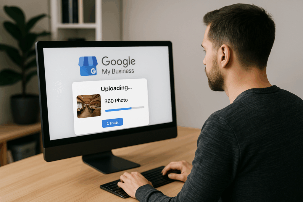 360 graden foto wordt geüpload naar Google Mijn Bedrijf